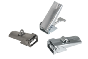 Upínací uzávěr z oceli nebo nerezové oceli s plechovým držákem do 1000N, nastavitelné, skryté, krátké provedení Upínací uzávěr z oceli nebo nerezové oceli s plechovým držákem do 1000N, nastavitelné, skryté, krátké provedení