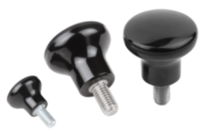 Hřibovité ovládací knoflíky z duroplastu s vnějším závitem a kulatou hlavou Hřibovité ovládací knoflíky z duroplastu s vnějším závitem a kulatou hlavou