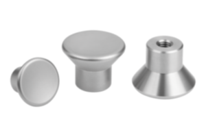 Hřibovité knoflíky z nerezové oceli, s vnitřním závitem, s nízkým nákružkem Hřibovité knoflíky z nerezové oceli, s vnitřním závitem, s nízkým nákružkem