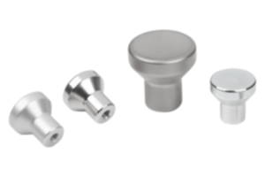 Knoflíky hřibovitého tvaru s vnitřním závitem, z oceli, nerezové oceli nebo hliníku Knoflíky hřibovitého tvaru s vnitřním závitem, z oceli, nerezové oceli nebo hliníku