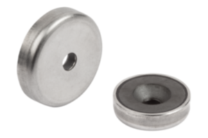 Magnety se zahloubeným otvorem (ploché uchycení) z tvrdého feritu s pouzdrem z nerezové oceli Magnety se zahloubeným otvorem (ploché uchycení) z tvrdého feritu s pouzdrem z nerezové oceli